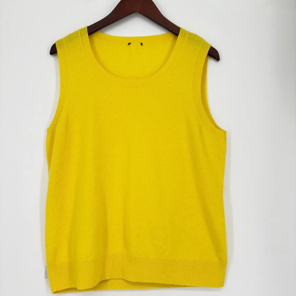 Talbots Womens‎ Dandelion Yellow 100% Cashmere Sleeveless V-Neck Sweater Vest L